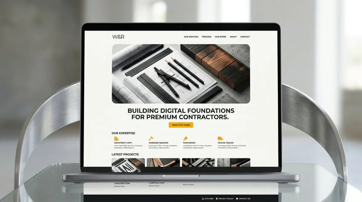 A fast, clean, modern contractor website layout representative of a live Website & Reviews reference build